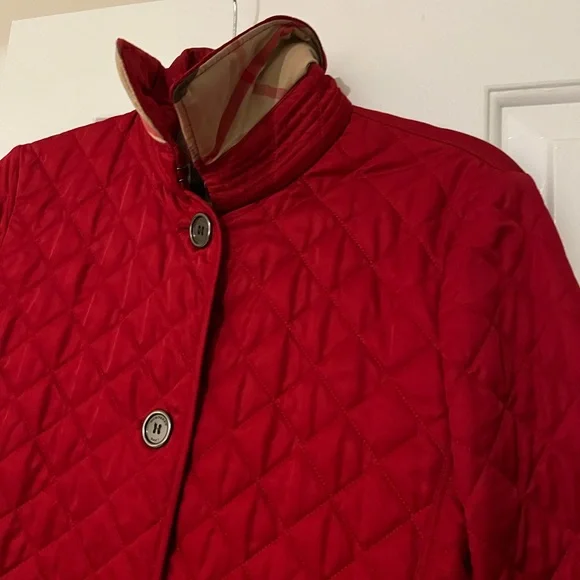 Burberry Red Quilted Puffer Jacket - Picture 2 of 9